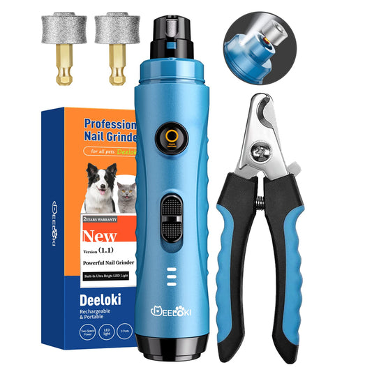 Pet Dog Nail Trimmers with LED Light Upgraded 2 Speeds Painless Dog Nail Grinder